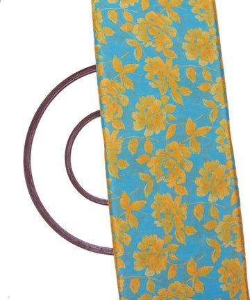 Blue Colour Digital Floral Print Viscose Chinon Silk Fabric